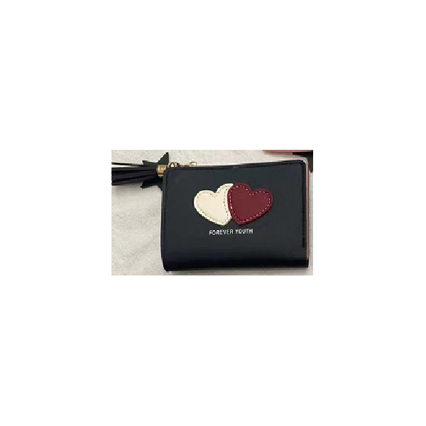 WOMENS WALLET WITH LOVE MIXED COLRS (11X5.9CM) BLK/PIN/BLU